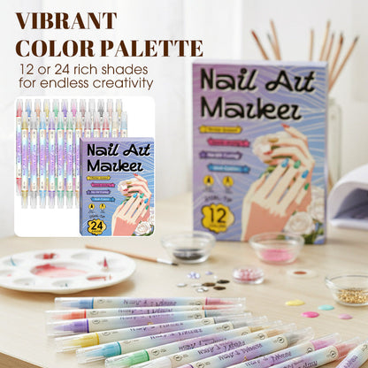 💅✨ Stylo nail art 2-en-1 – Pointe double pour lignes fines et détails, créez des motifs nets et professionnels à la maison ou en voyage, sans effort et sans bavure 🎨🖊️