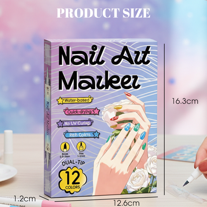💅✨ Stylo nail art 2-en-1 – Pointe double pour lignes fines et détails, créez des motifs nets et professionnels à la maison ou en voyage, sans effort et sans bavure 🎨🖊️