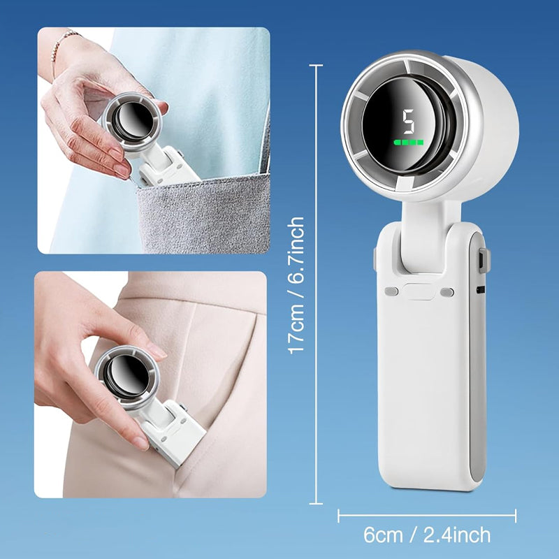 🌀🔋 PROMO FLASH 50% ! Ventilateur Portable Rechargeable 5 Vitesses – 3600mAh, Moteur Sans Balais, Écran LED, Angle Réglable 180°, 3 Couleurs, Parfait Bureau & Voyage ✨
