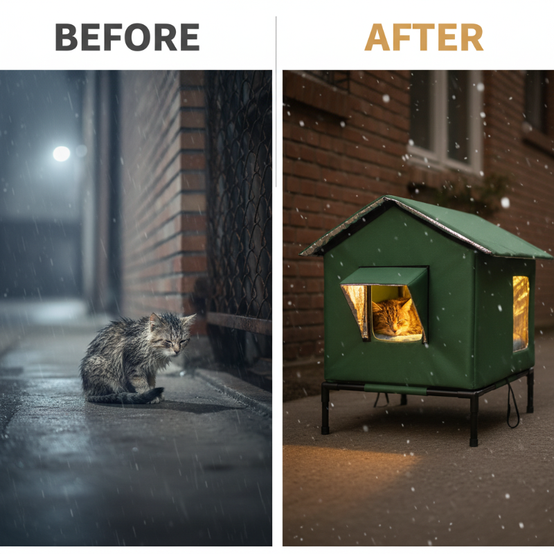 🐈 -50% ! 🌧️ Maison pour Chat Extérieure Surélevée Toutes Saisons – Oxford + Aluminium Thermique – Imperméable & Isolée – Pliable pour Confort Douillet ✨