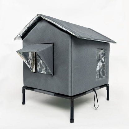🐈 -50% ! 🌧️ Maison pour Chat Extérieure Surélevée Toutes Saisons – Oxford + Aluminium Thermique – Imperméable & Isolée – Pliable pour Confort Douillet ✨
