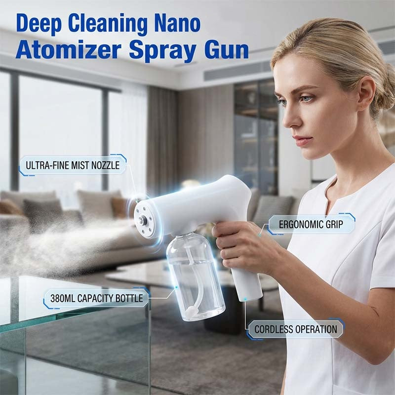 📢📢57 % DE RÉDUCTION !! ⏰ Atomiseur nano sans fil – Désinfection sans contact, lumière bleue – Pour la maison, le bureau et la voiture 🏠