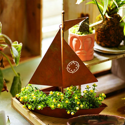 Jardinière en métal voilier rustique
