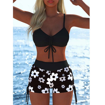🩱🏖️ DERNIER JOUR 50% ! Ensemble Bikini Femme – Haut à Cordon Réglable & Shorty Boxer, Tissu Élastique, Motifs Vibrants, Parfait pour la Plage & la Natation ✨
