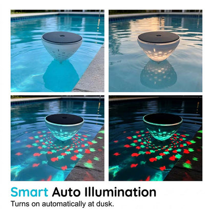 Lampe solaire flottante pour piscine avec projection de poissons