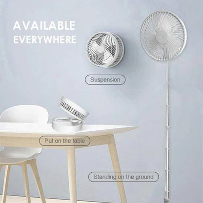 🌀🔋Ventilateur Télescopique Pliable Rechargeable USB – Silencieux, 180° Rotatif, 4 Vitesses, Portable ✨