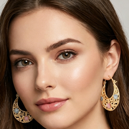🌙PROMO LIMITÉE 50% DE RÉDUCTION✨Boucles d'Oreilles Croissant – Plaqué Or, Émaillé, Filigrane✨