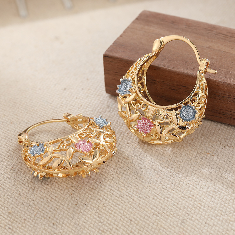 🌙PROMO LIMITÉE 50% DE RÉDUCTION✨Boucles d'Oreilles Croissant – Plaqué Or, Émaillé, Filigrane✨