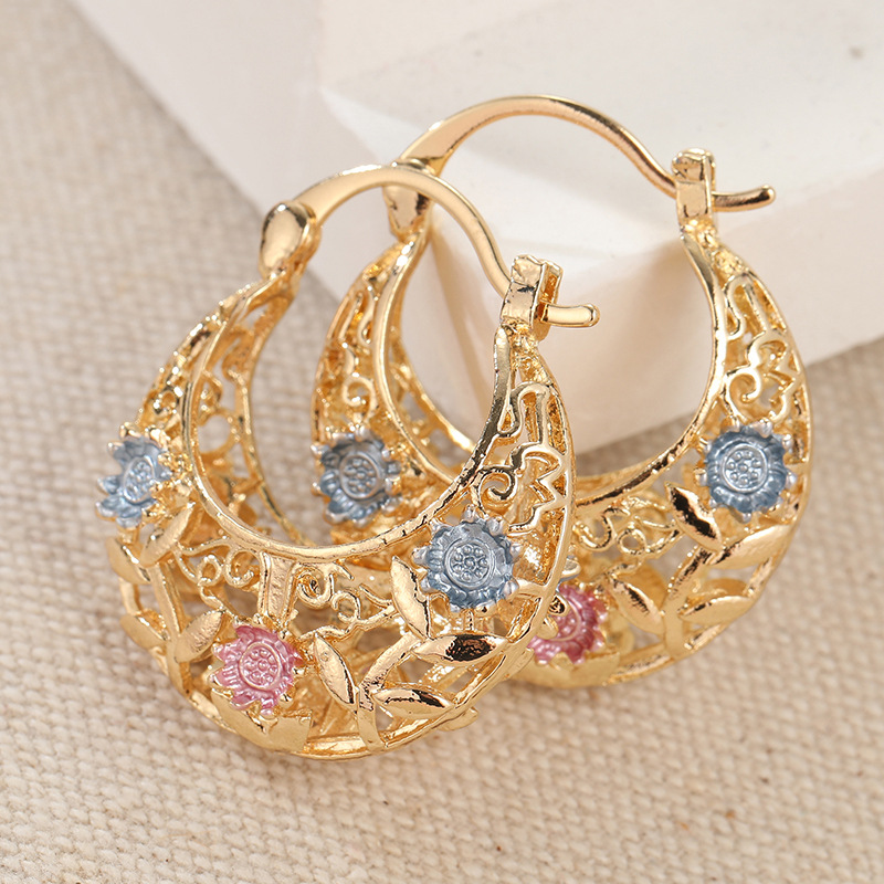 🌙PROMO LIMITÉE 50% DE RÉDUCTION✨Boucles d'Oreilles Croissant – Plaqué Or, Émaillé, Filigrane✨