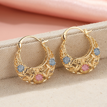 🌙PROMO LIMITÉE 50% DE RÉDUCTION✨Boucles d'Oreilles Croissant – Plaqué Or, Émaillé, Filigrane✨