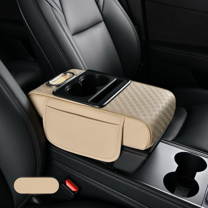 Coussin d'accoudoir de voiture, housse de console centrale 5 en 1 avec 2 sacs de rangement, porte-gobelet, emplacement pour boîte à mouchoirs, emplacement pour téléphone pour berlines, accessoires de voiture, organisateurs intérieurs