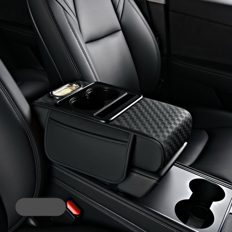 Coussin d'accoudoir de voiture, housse de console centrale 5 en 1 avec 2 sacs de rangement, porte-gobelet, emplacement pour boîte à mouchoirs, emplacement pour téléphone pour berlines, accessoires de voiture, organisateurs intérieurs