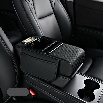Coussin d'accoudoir de voiture, housse de console centrale 5 en 1 avec 2 sacs de rangement, porte-gobelet, emplacement pour boîte à mouchoirs, emplacement pour téléphone pour berlines, accessoires de voiture, organisateurs intérieurs