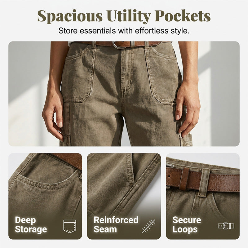 🔥👖 PROMO FLASH 50% ! Pantalons Cargo Capri Décontractés – Coupe Ample, Poches Multiples, Tissu Respirant, 6 Tailles, Idéaux Été & Quotidien 🌿
