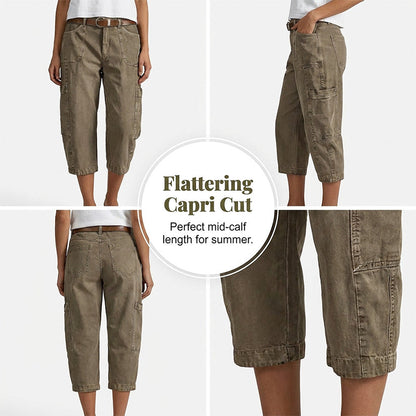 🔥👖 PROMO FLASH 50% ! Pantalons Cargo Capri Décontractés – Coupe Ample, Poches Multiples, Tissu Respirant, 6 Tailles, Idéaux Été & Quotidien 🌿