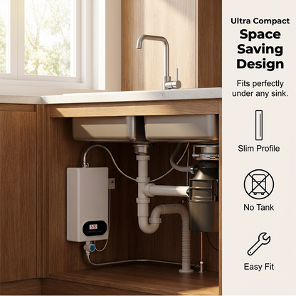 💧 Chauffe-Eau Électrique Instantané Sans Réservoir – Compact, Écran LED & Protection Anti-Fuite 🏠