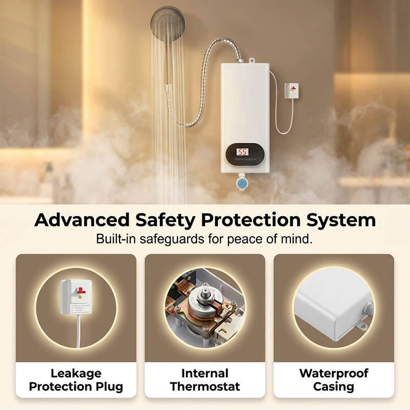 💧 Chauffe-Eau Électrique Instantané Sans Réservoir – Compact, Écran LED & Protection Anti-Fuite 🏠