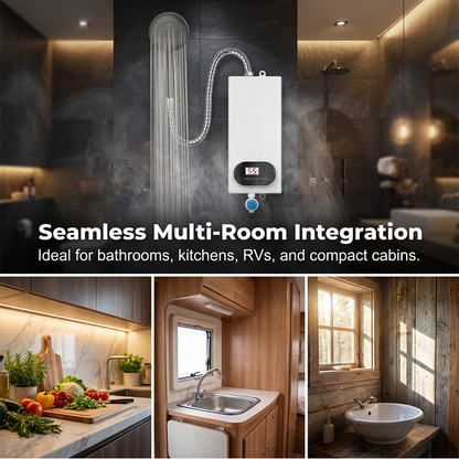 💧 Chauffe-Eau Électrique Instantané Sans Réservoir – Compact, Écran LED & Protection Anti-Fuite 🏠