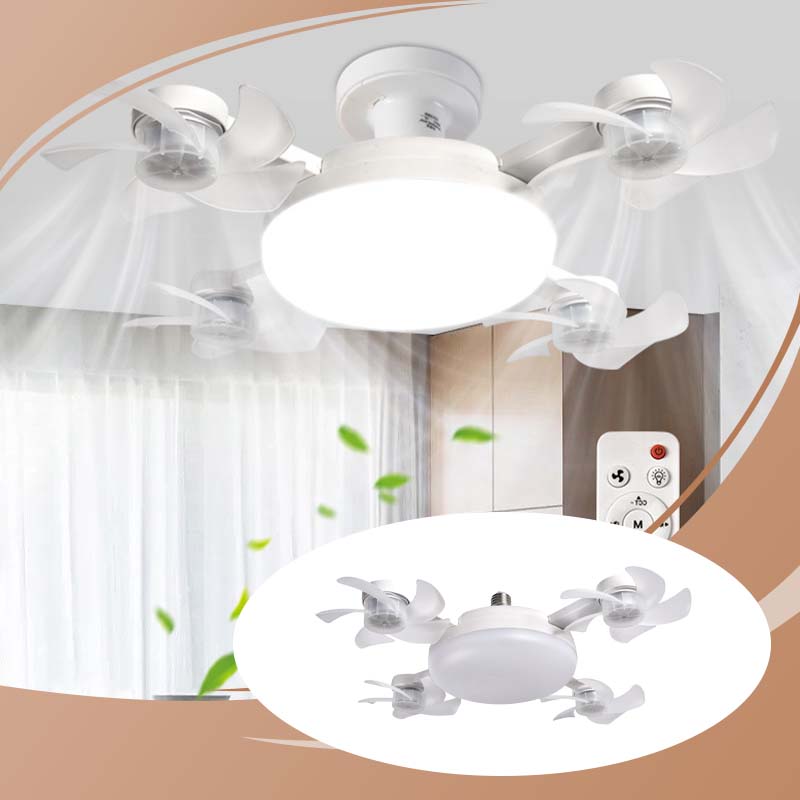 🌀Nouveau ventilateur de plafond avec éclairage et douille E27 – Ventilateur LED silencieux 2 en 1 avec télécommande, combinaison écoénergétique de refroidissement et d'éclairage pour la chambre à coucher