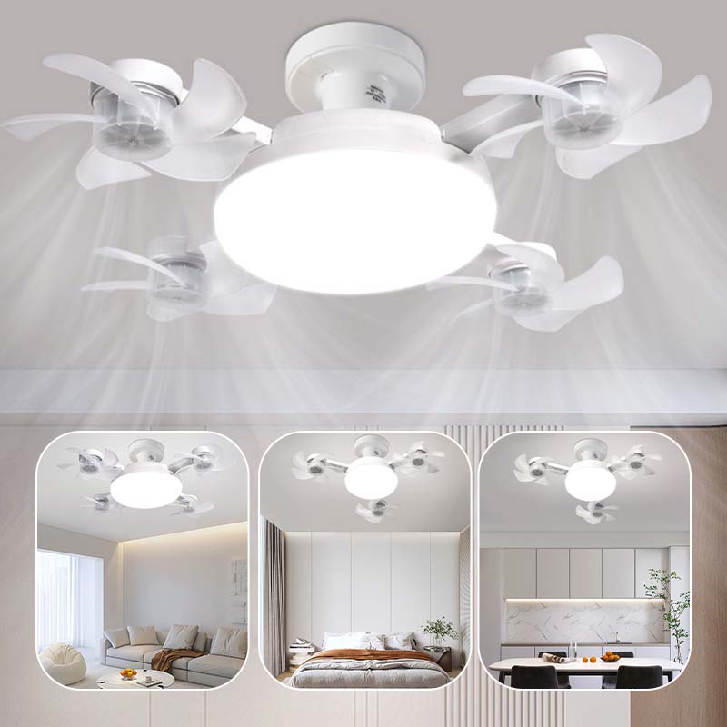 🌀Nouveau ventilateur de plafond avec éclairage et douille E27 – Ventilateur LED silencieux 2 en 1 avec télécommande, combinaison écoénergétique de refroidissement et d'éclairage pour la chambre à coucher