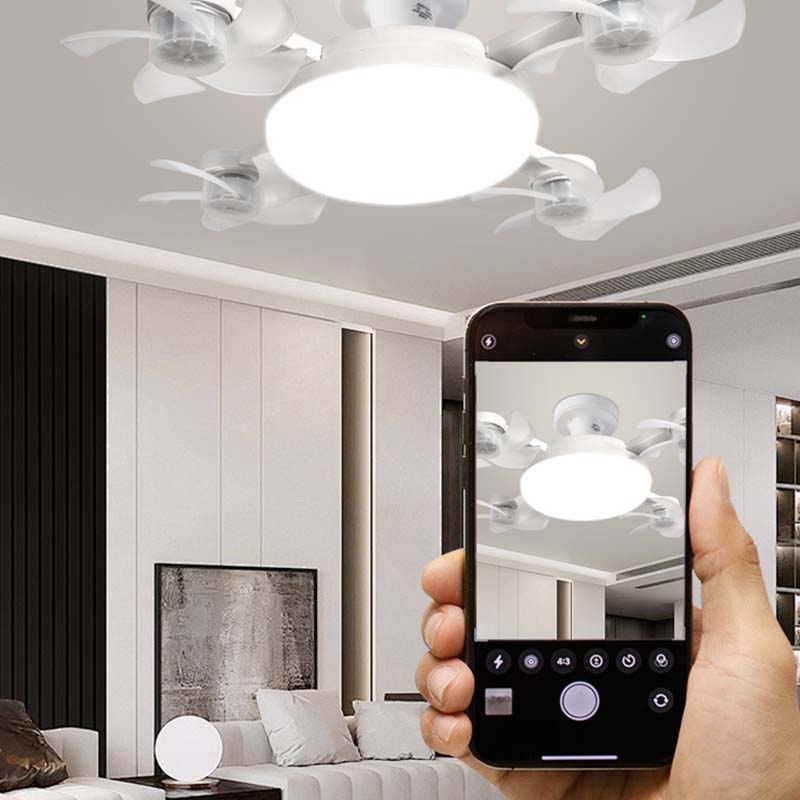 🌀Nouveau ventilateur de plafond avec éclairage et douille E27 – Ventilateur LED silencieux 2 en 1 avec télécommande, combinaison écoénergétique de refroidissement et d'éclairage pour la chambre à coucher