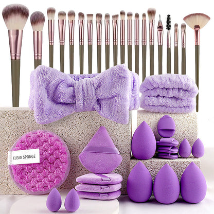 Coffret tout-en-un de pinceaux et éponges de maquillage