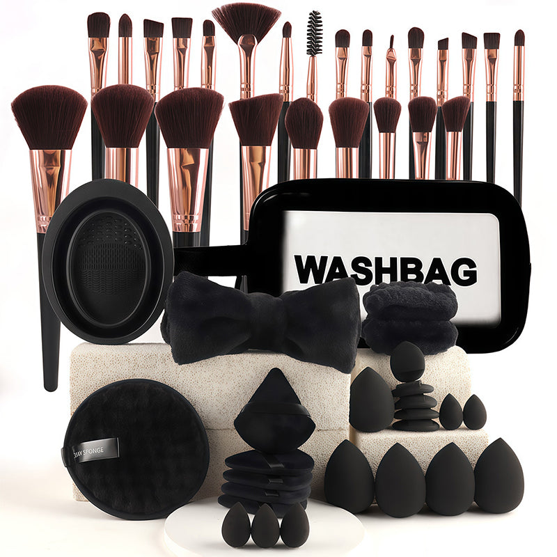 Coffret tout-en-un de pinceaux et éponges de maquillage
