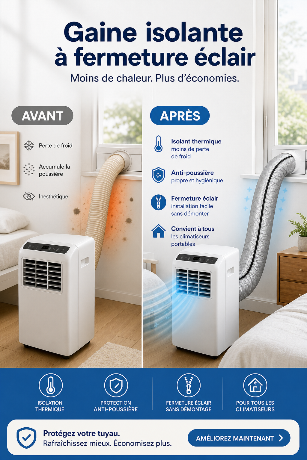 🔥Gaine isolante pour tuyau de climatisation : un indispensable pour la maison en été