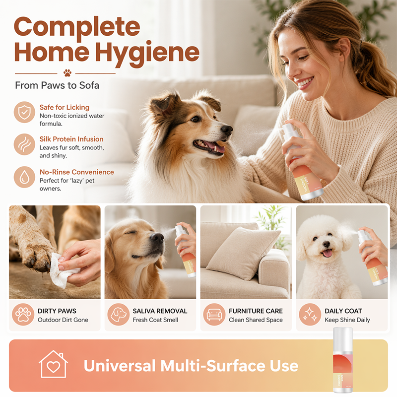 Vaporisateur nettoyant doux à l'eau ionisée pour animaux de compagnie