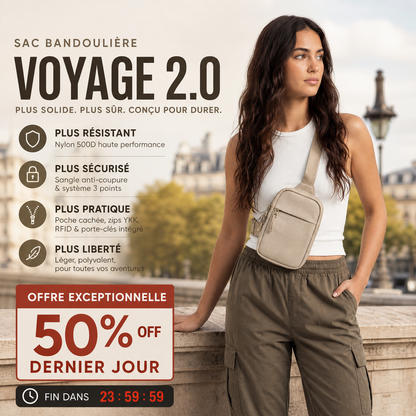 🎒 Sac Banane de Voyage 2.0 — Nylon 500D, Anti-Coupure, RFID, 10 Couleurs ✨