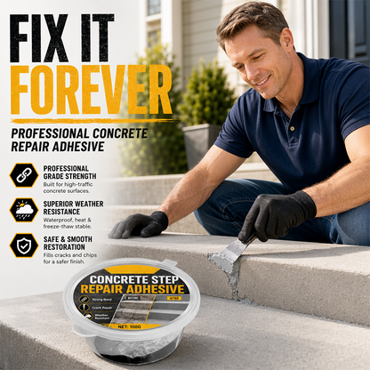 💞 PLUS DE 50 000 EXEMPLAIRES VENDUS ! 🔧🏠 55 % DE RÉDUCTION ! Colle de réparation pour marches en béton – Colle de manière permanente les marches et allées fissurées. Résistante aux intempéries : supporte la chaleur, le gel et la pluie! 🛡️✨