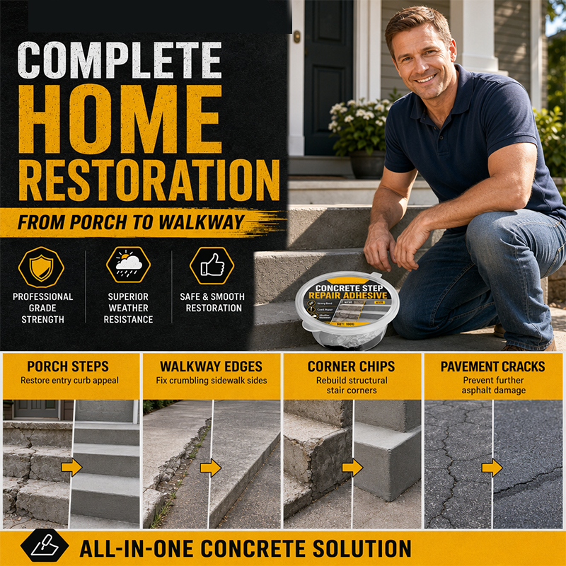 💞 PLUS DE 50 000 EXEMPLAIRES VENDUS ! 🔧🏠 55 % DE RÉDUCTION ! Colle de réparation pour marches en béton – Colle de manière permanente les marches et allées fissurées. Résistante aux intempéries : supporte la chaleur, le gel et la pluie! 🛡️✨
