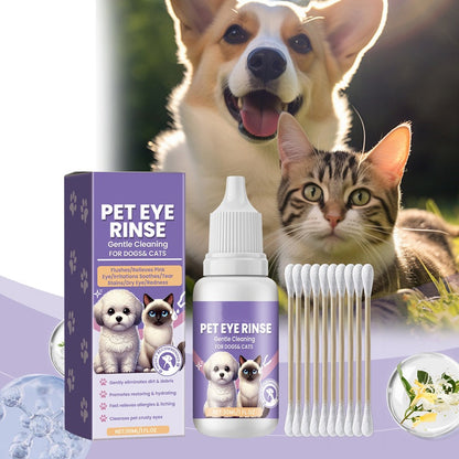 🔥Promotion exceptionnelle : 50 % de réduction🔥 Solution de rinçage douce pour les yeux des chiens et des chats – Sans alcool, élimine les impuretés, 150 ml 🐶