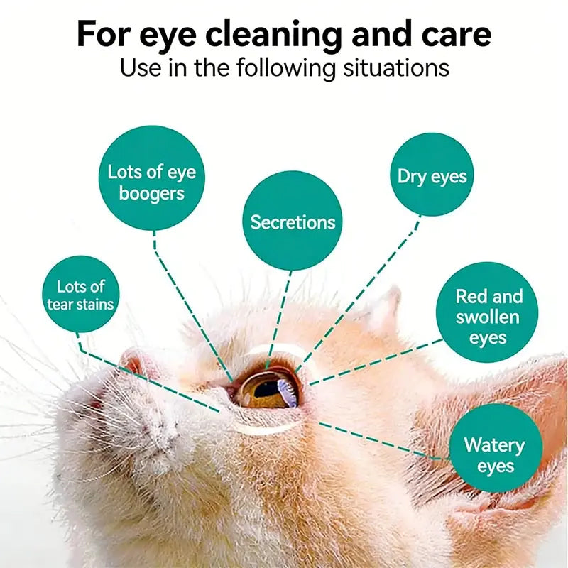 🔥Promotion exceptionnelle : 50 % de réduction🔥 Solution de rinçage douce pour les yeux des chiens et des chats – Sans alcool, élimine les impuretés, 150 ml 🐶