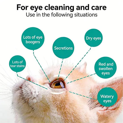 🔥Promotion exceptionnelle : 50 % de réduction🔥 Solution de rinçage douce pour les yeux des chiens et des chats – Sans alcool, élimine les impuretés, 150 ml 🐶