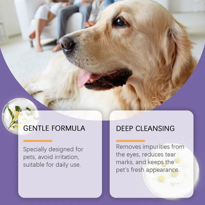 🔥Promotion exceptionnelle : 50 % de réduction🔥 Solution de rinçage douce pour les yeux des chiens et des chats – Sans alcool, élimine les impuretés, 150 ml 🐶