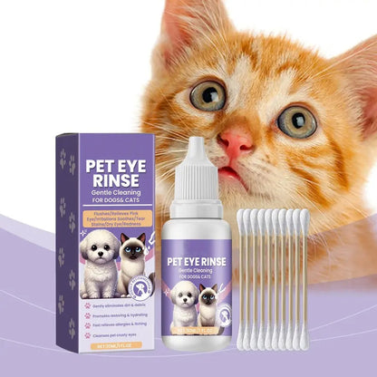 🔥Promotion exceptionnelle : 50 % de réduction🔥 Solution de rinçage douce pour les yeux des chiens et des chats – Sans alcool, élimine les impuretés, 150 ml 🐶
