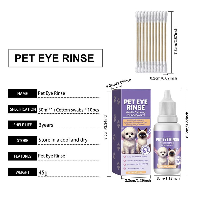 🔥Promotion exceptionnelle : 50 % de réduction🔥 Solution de rinçage douce pour les yeux des chiens et des chats – Sans alcool, élimine les impuretés, 150 ml 🐶