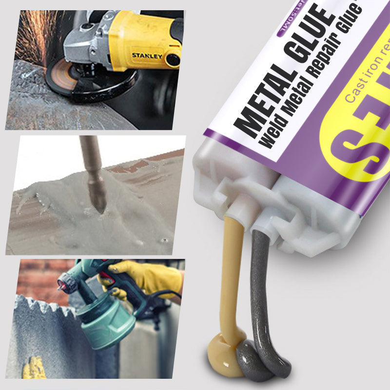 🚗💨 50 % DE RÉDUCTION ! Colle de réparation pour métaux « Weld » – Répare les pots d'échappement, les tuyaux métalliques et bien plus encore. Durcit à température ambiante – poncez, percez et peignez après durcissement ! 🌟💪