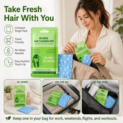 Lingettes nettoyantes pour cheveux sans eau, portables