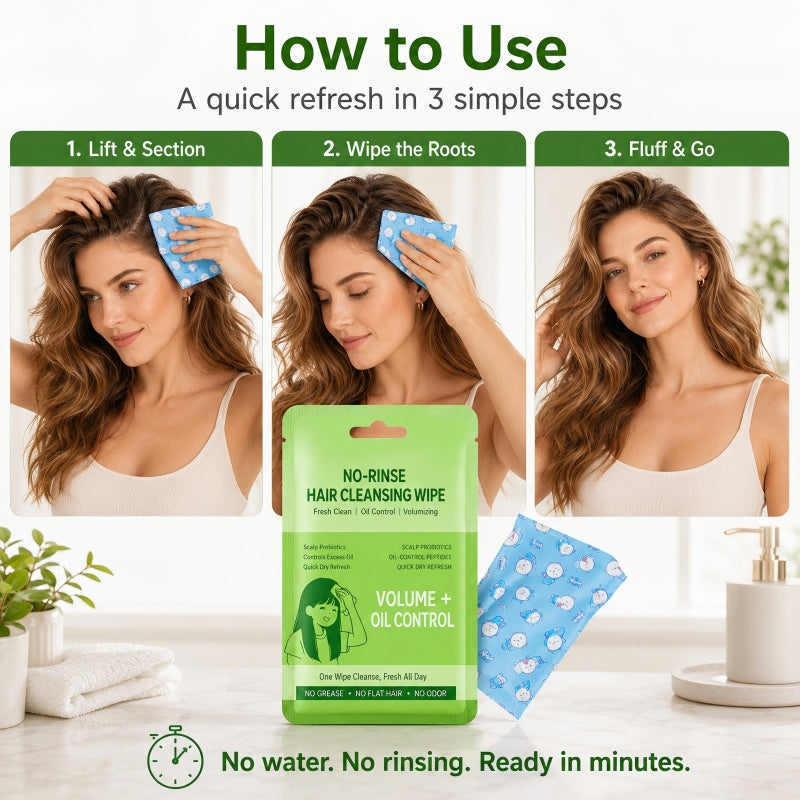 Lingettes nettoyantes pour cheveux sans eau, portables