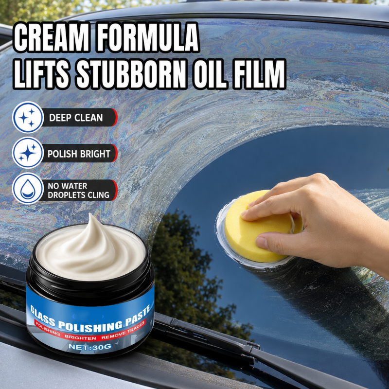 🔥57 % DE RÉDUCTION🔥 Produit pour éliminer les traces d'huile sur les vitres de voiture – Élimine les reflets et les traces laissées par les essuie-glaces, repousse la pluie, convient à tous les types de vitres – Éponge incluse ! 🚗