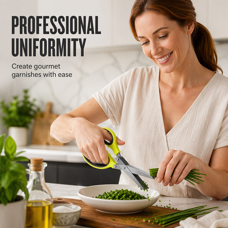🔥 Ciseaux de cuisine en acier inoxydable multicouche – Coupe-herbes à 5 lames avec manche ergonomique – Idéal pour les herbes aromatiques, les oignons verts et les garnitures fraîches ✂️🌿