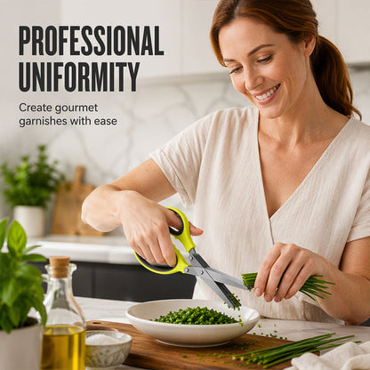 🔥 Ciseaux de cuisine en acier inoxydable multicouche – Coupe-herbes à 5 lames avec manche ergonomique – Idéal pour les herbes aromatiques, les oignons verts et les garnitures fraîches ✂️🌿