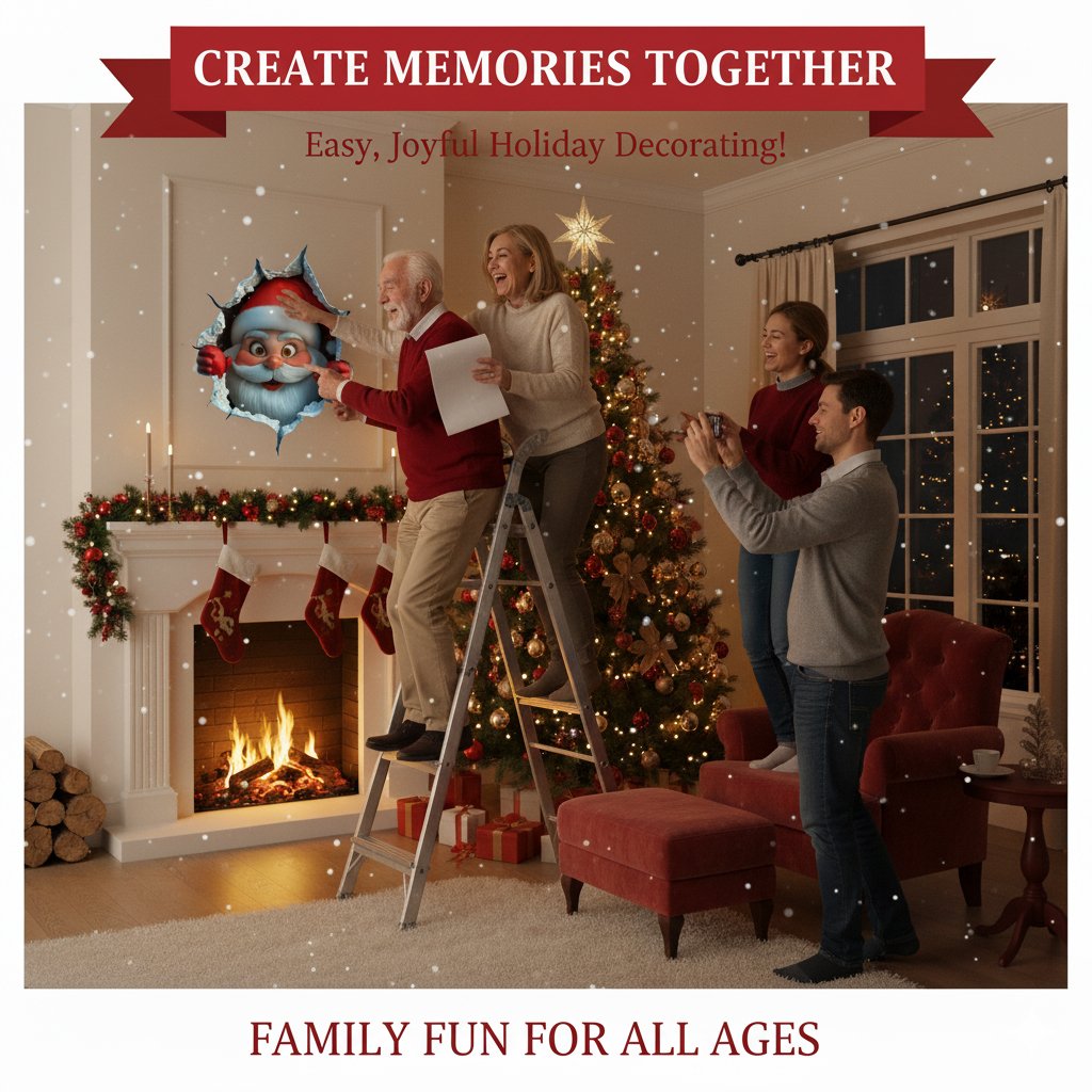 🎅Autocollants muraux 3D « La surprise du Père Noël »