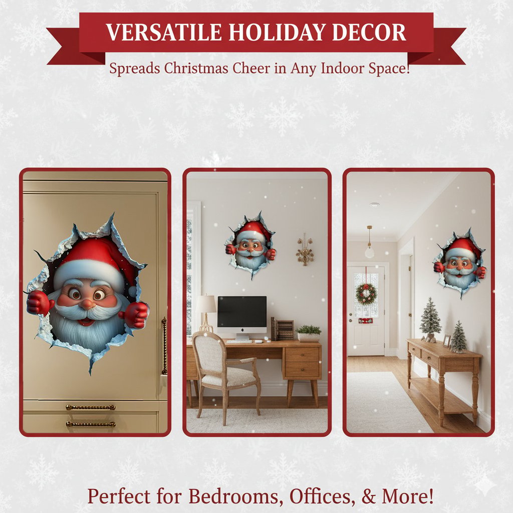 🎅Autocollants muraux 3D « La surprise du Père Noël »