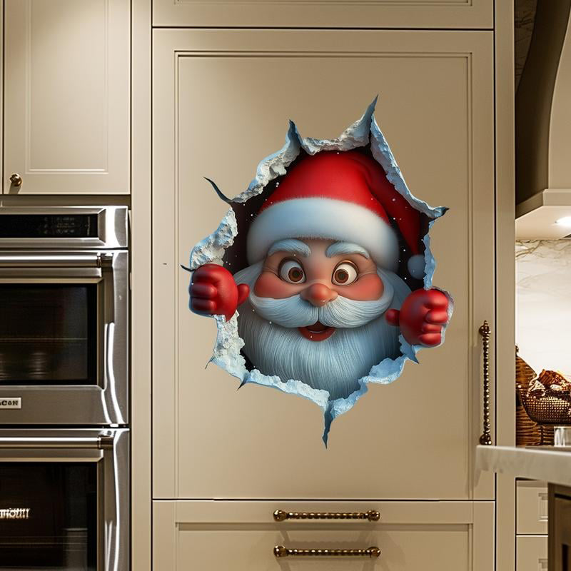 🎅Autocollants muraux 3D « La surprise du Père Noël »