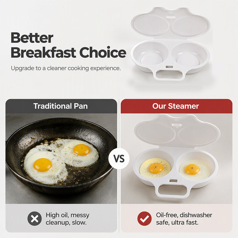 ⏳🔥57 % DE RÉDUCTION POUR UNE DURÉE LIMITÉE ! ⏰Cuiseur à œufs pour micro-ondes à double compartiment – Cuisson rapide sans huile, en PP de qualité alimentaire et polyvalent. Idéal pour les matins pressés : un petit-déjeuner sain en quelques minutes ! ⚡🍳