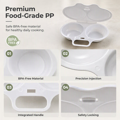 ⏳🔥57 % DE RÉDUCTION POUR UNE DURÉE LIMITÉE ! ⏰Cuiseur à œufs pour micro-ondes à double compartiment – Cuisson rapide sans huile, en PP de qualité alimentaire et polyvalent. Idéal pour les matins pressés : un petit-déjeuner sain en quelques minutes ! ⚡🍳