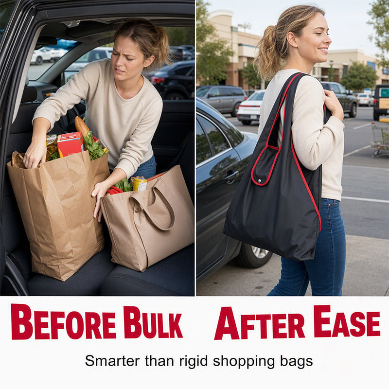 📢📢 50 % DE RÉDUCTION !! ⏰🛍️ Sac à provisions pliable et réutilisable – Spacieux, léger et lavable en machine ! 🛒💪